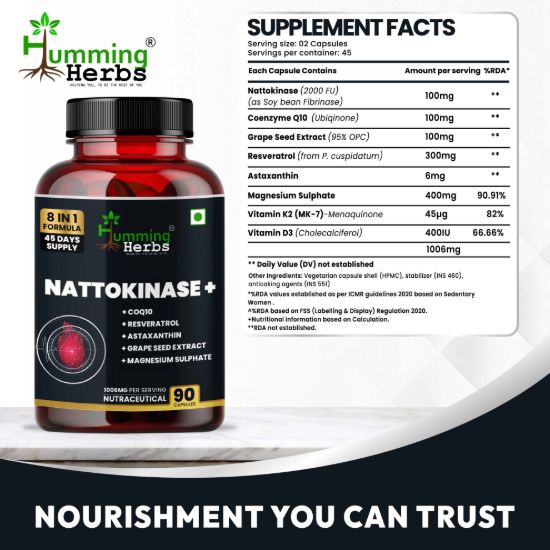 Humming Herbs Nattokinase+ Supplement Facts Label