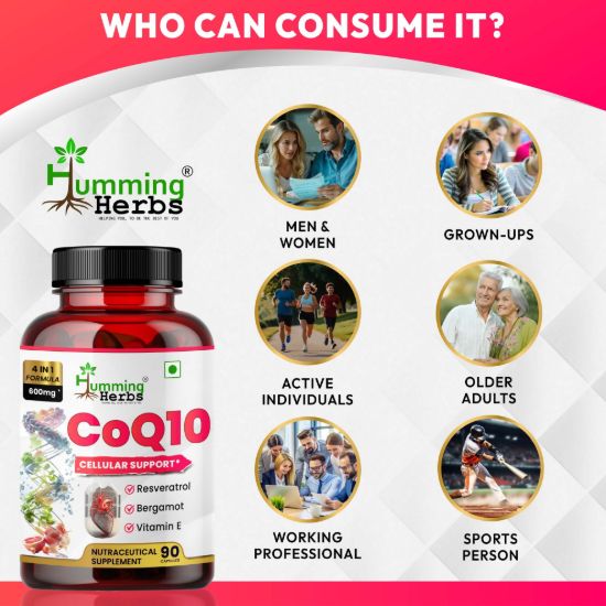 Humming Herbs CoQ10 Suitable for Men Women Athletes and Active Adults