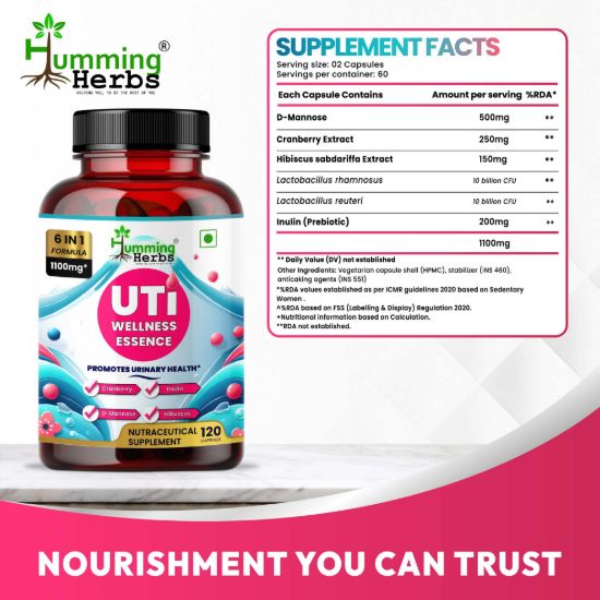 Humming Herbs UTI Wellness Essence Supplement Facts and Ingredients Information