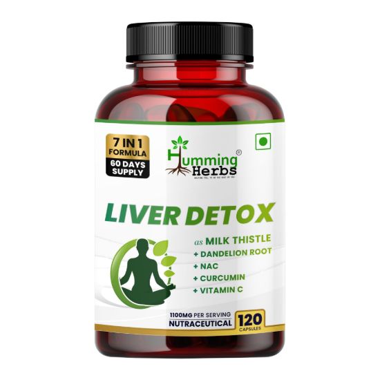 Humming Herbs Liver Detox 7-in-1 Supplement Bottle Front View