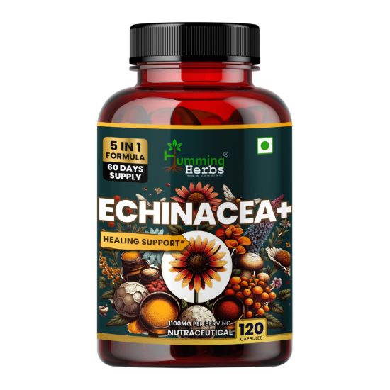 Humming Herbs Echinacea Plus 5-in-1 Supplement Bottle Front View