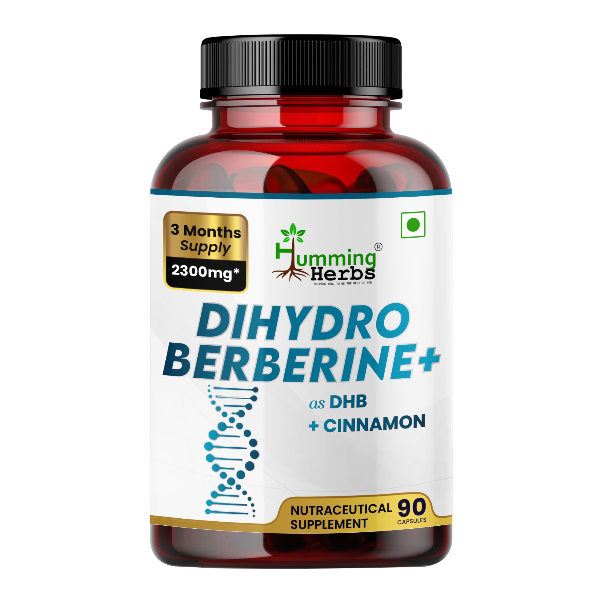 Picture of Dihydroberberine Plus with Cinnamon Extract – 2300mg | 90 Veg Capsules | Supports Immune Health, Gut Health & DNA Repair | 3 Months Supply