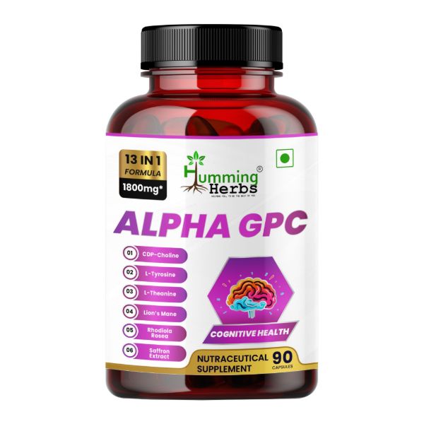 Alpha GPC 1800mg - 13 in 1 Brain Health Supplement with CDP Choline, L-Tyrosine, L-Theanine &amp; Lion's Mane - 90 Vegetarian Capsules