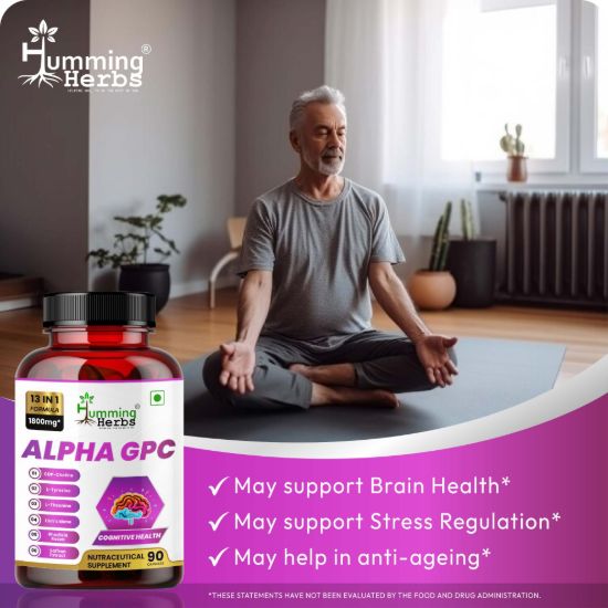 Picture of Alpha GPC 1800mg - 13 in 1 Brain Health Supplement with CDP Choline, L-Tyrosine, L-Theanine & Lion's Mane - 90 Vegetarian Capsules