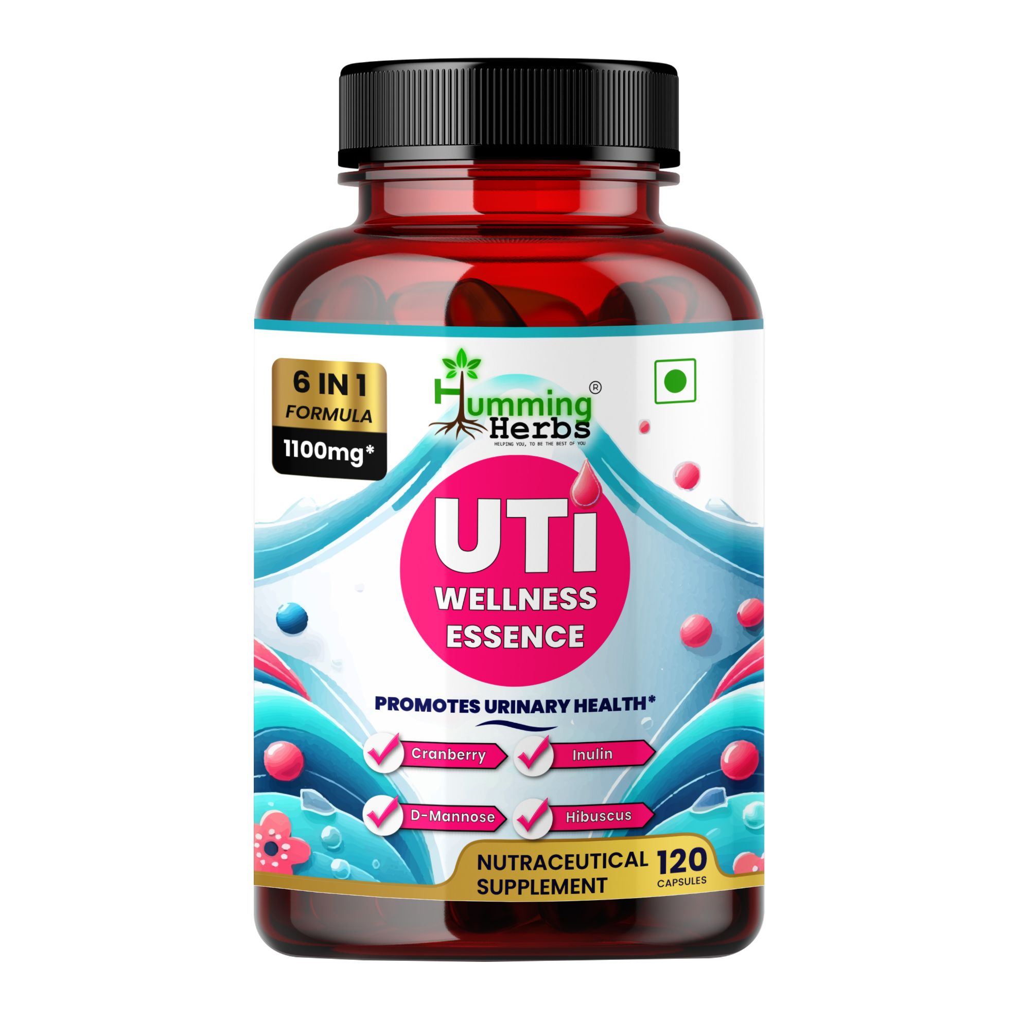 Picture of UTI Wellness Essence - 6-in-1 Formula with D-Mannose, Cranberry & Probiotics for Urinary Health Support - 120 Capsules