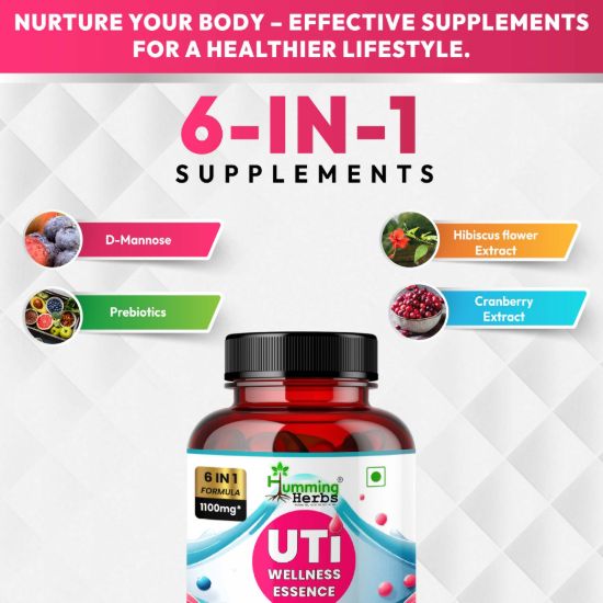 Picture of UTI Wellness Essence - 6-in-1 Formula with D-Mannose, Cranberry & Probiotics for Urinary Health Support - 120 Capsules