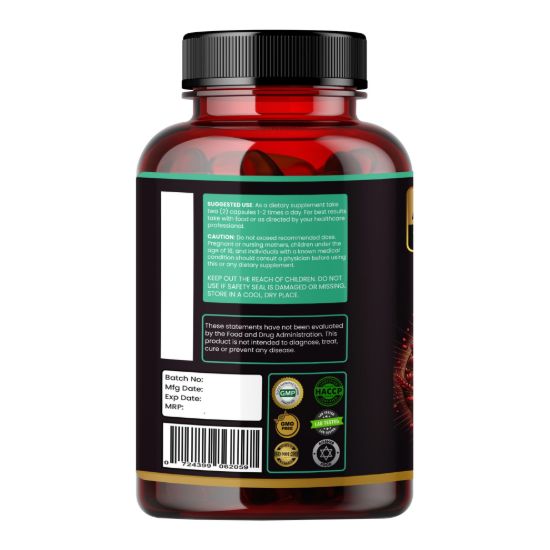 Picture of Red Yeast Rice Capsules 1100mg - 5-in-1 Formula with CoQ10, Beta-Sitosterol, Policosanol & Lycopene for Cholesterol Management & Heart Health Support - 60 Vegetarian Capsules