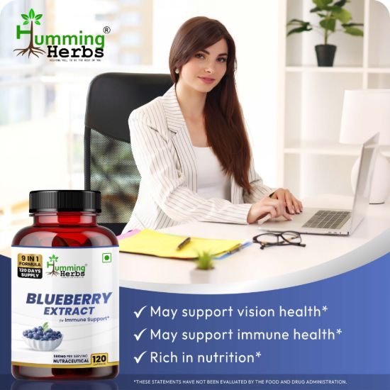 Picture of Blueberry Extract Capsules 9-in-1 Formula with Lutein, Bilberry, Vitamins & CoQ10 for Immune & Vision Support - 120 Capsules (120 Days Supply)