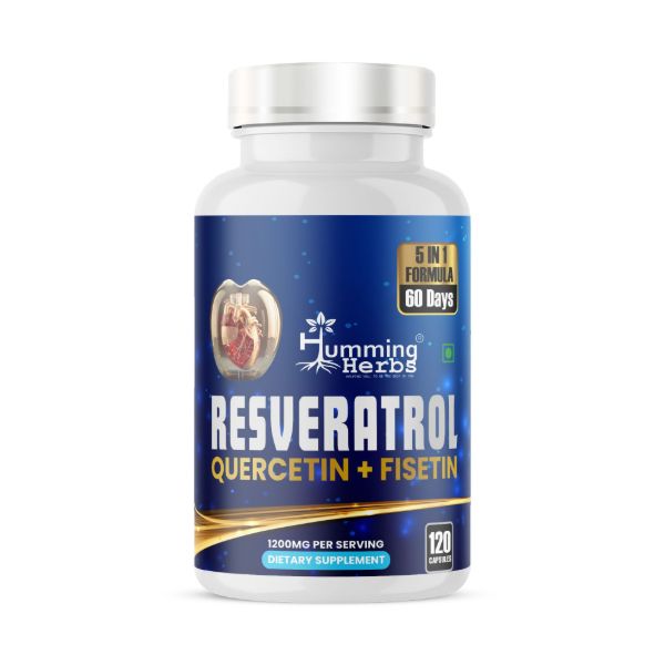 Resveratrol 1200mg with Quercetin, Fisetin, Spermidine &amp; Vitamin D3 - 5-in-1 Formula for Heart Health &amp; Anti-Aging Support - 120 Veg Capsules (60 Day Supply)