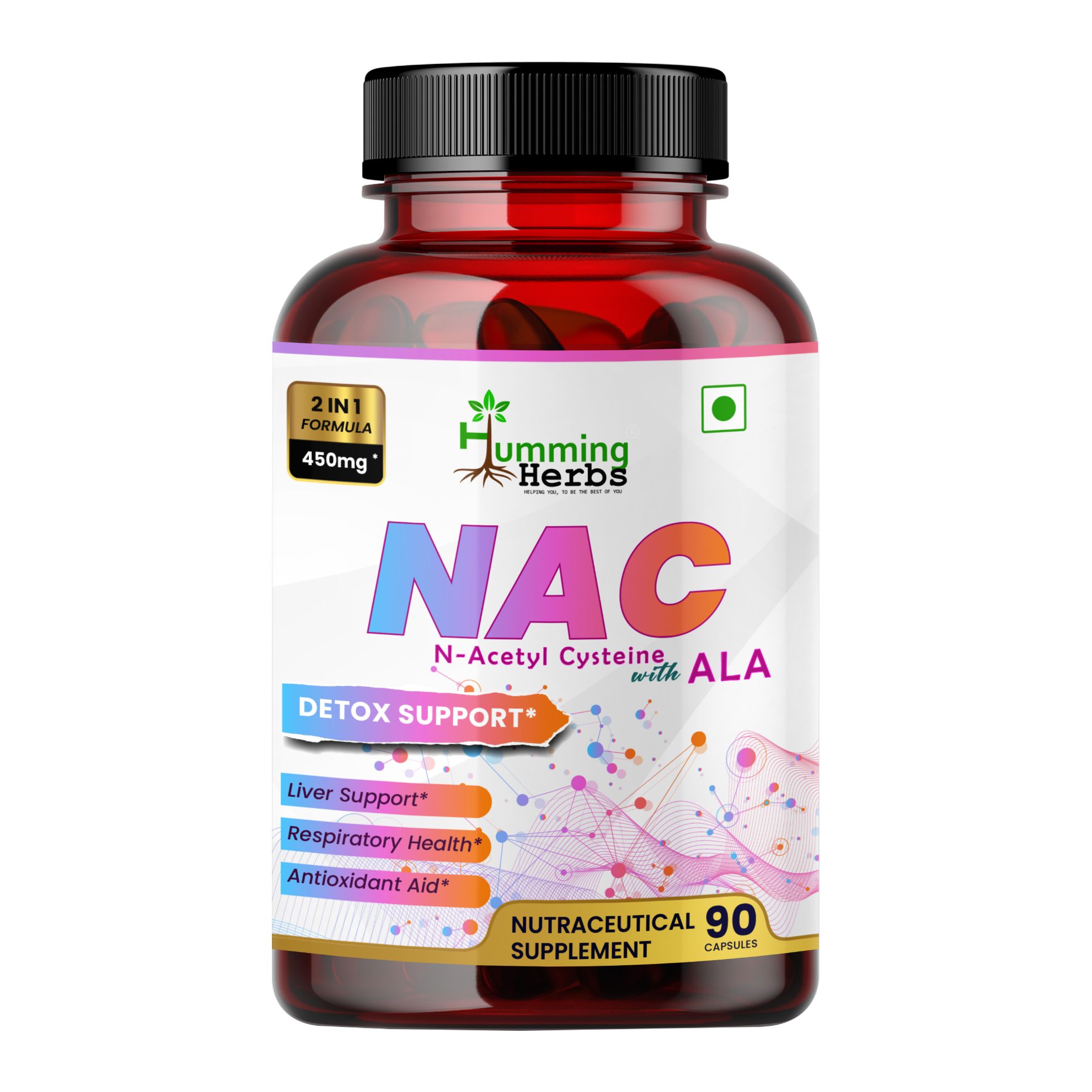 Picture of NAC 400mg with Alpha Lipoic Acid 50mg – 90 Veg Capsules | 2-in-1 Detox & Antioxidant Support for Liver, Lungs & Respiratory Health