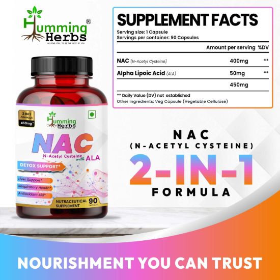 Picture of NAC 400mg with Alpha Lipoic Acid 50mg – 90 Veg Capsules | 2-in-1 Detox & Antioxidant Support for Liver, Lungs & Respiratory Health