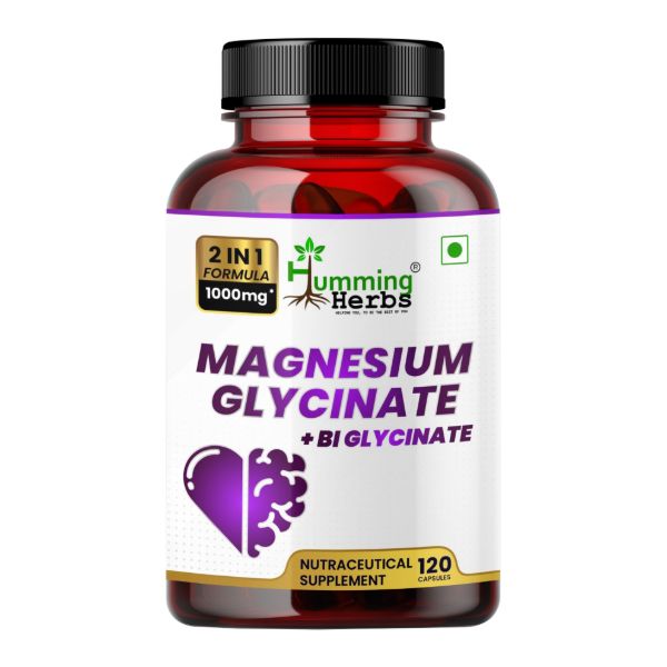 Magnesium Glycinate + Bisglycinate Supplement - 1000mg, 120 Capsules for Heart Health, Sleep &amp; Relaxation