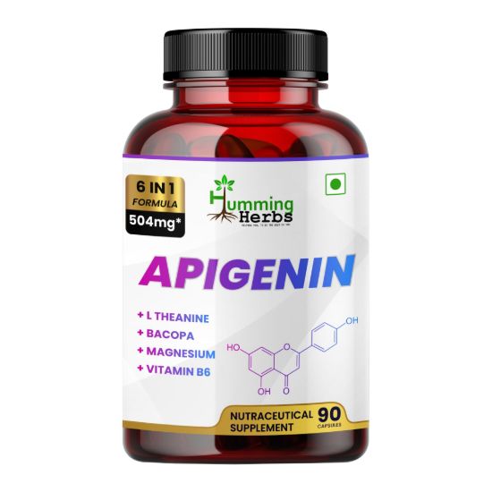 Picture of Apigenin 50mg Supplement with L-Theanine, Bacopa, Magnesium & Vitamin B6 - 6-in-1 Formula for Cognitive Health & Relaxation Support - 90 Capsules
