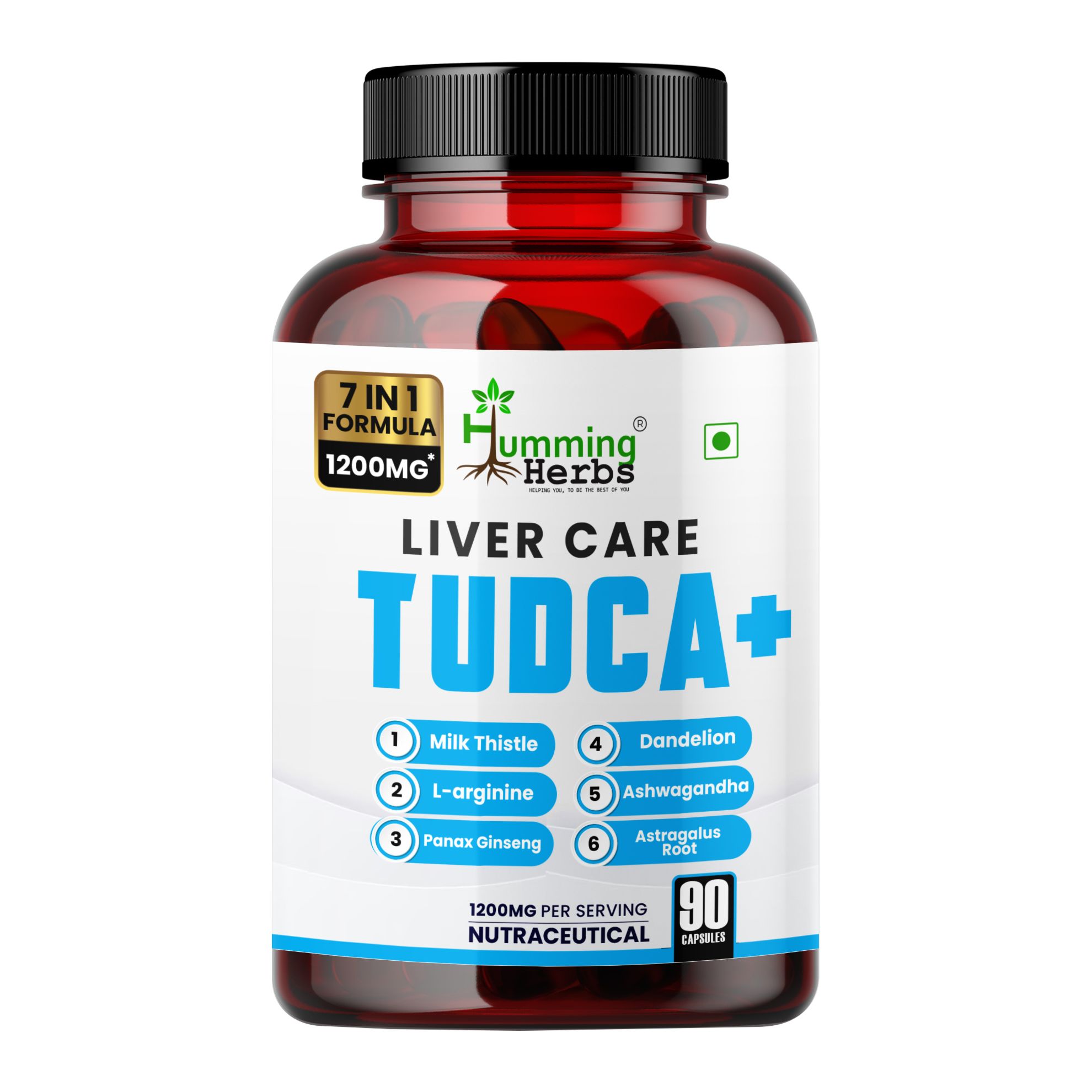 Picture of TUDCA+ Liver Care Supplement - 7-in-1 Formula with Milk Thistle, Dandelion & Ashwagandha - 1200mg Per Serving - 90 Capsules