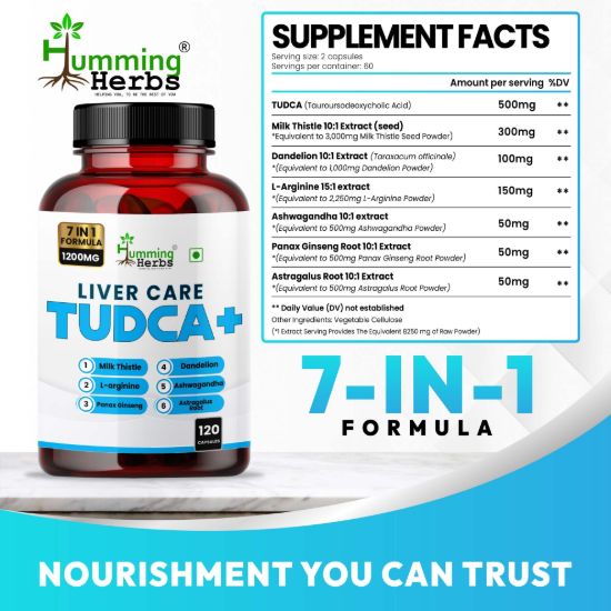 Picture of Liver Care TUDCA+ (500mg) - 7-in-1 Formula with Milk Thistle, Dandelion & Ashwagandha - 120 Capsules
