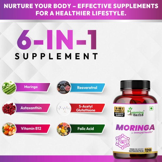 Picture of Moringa 6-in-1 Formula Capsules for Immune Health - 120 Capsules (60 Days Supply)