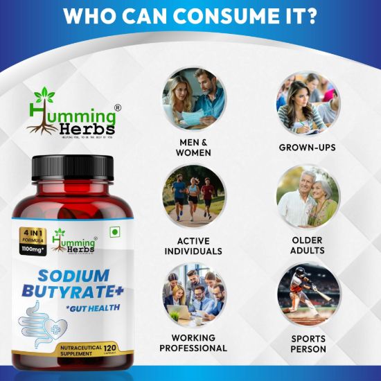 Picture of Sodium Butyrate Plus 4-in-1 Gut Health Supplement with L-Glutamine, Probiotics & Prebiotic Inulin - 120 Capsules
