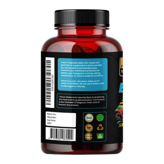 Picture of Berberine 1300mg Supplement with Ceylon Cinnamon, Turmeric, Milk Thistle & Bitter Melon - 8-in-1 Formula for Blood Sugar & Metabolism Support - 90 Veg Capsules, 45 Days Supply