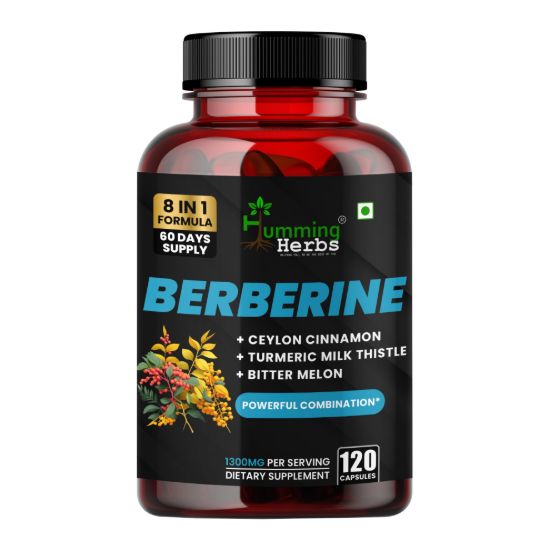 Picture of Berberine Supplement 1300mg with Ceylon Cinnamon, Turmeric, Milk Thistle & Bitter Melon - 8-in-1 Formula - 120 Capsules (60 Days Supply)