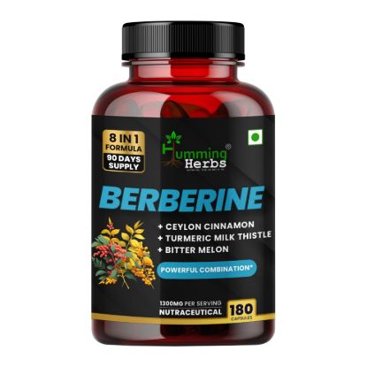 Picture of Berberine Complex Capsules 1300mg - 8-in-1 Herbal Formula with Ceylon Cinnamon, Milk Thistle & Turmeric - 180 Vegetarian Capsules (90 Days Supply)