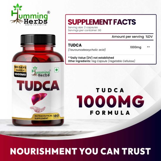 Picture of TUDCA 1000mg Supplement - 180 Capsules (90 Days Supply) | Tauroursodeoxycholic Acid for Liver Health & Digestive Support | GMP Certified Nutraceutical