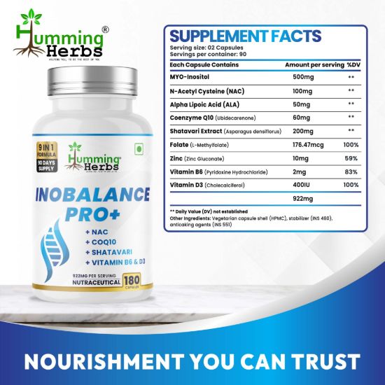 Picture of Inobalance Pro+ – Myo-Inositol, NAC, CoQ10 & Shatavari Extract | 9-in-1 Formula for Hormonal Balance & Cellular Support | 180 Capsules (90 Days Supply)