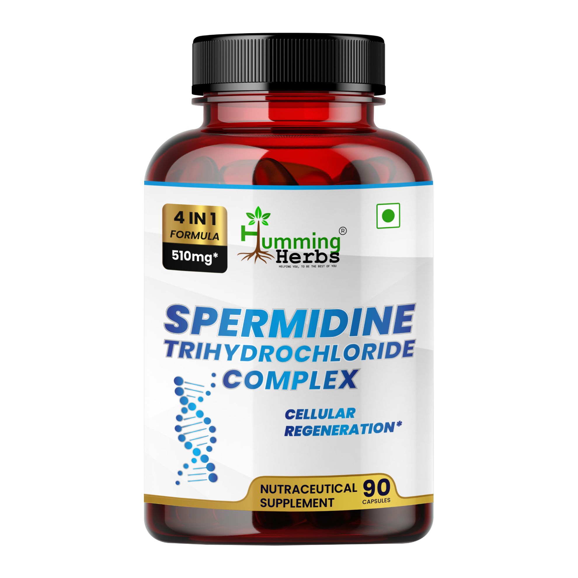 Picture of Spermidine Trihydrochloride Complex Capsules - 4-in-1 Formula with Fisetin, Quercetin & Berberine - 6225mg, 90 Vegetarian Capsules