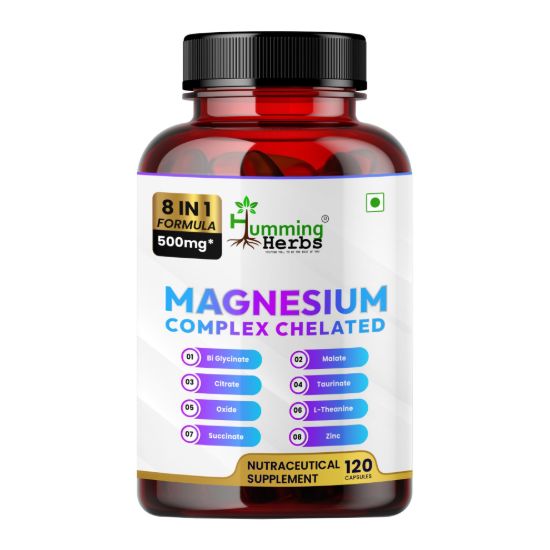 Picture of Magnesium Complex Chelated Supplement - 8 in 1 Formula with Zinc & L-Theanine - 500mg, 120 Capsules