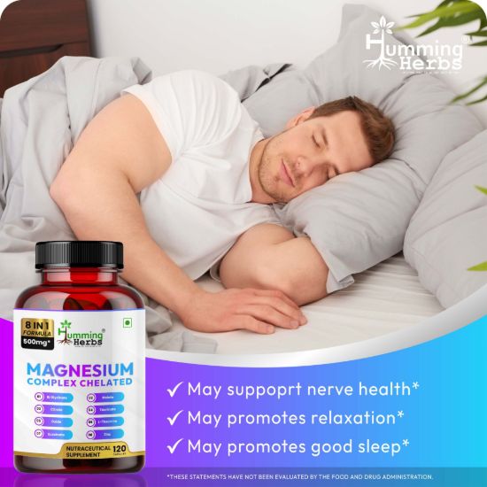 Picture of Magnesium Complex Chelated Supplement - 8 in 1 Formula with Zinc & L-Theanine - 500mg, 120 Capsules