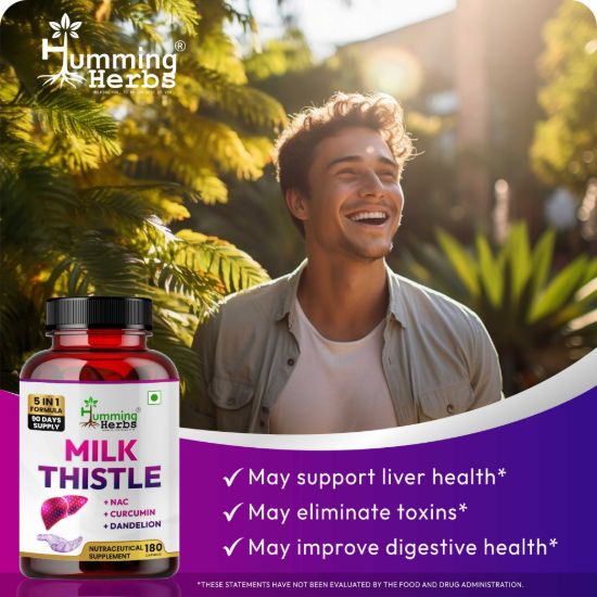 Picture of Milk Thistle Extract 500mg with NAC, Curcumin & Dandelion - 180 Capsules (90 Days Supply) | 5-in-1 Liver Support Supplement