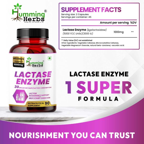 Picture of Lactase Enzyme Supplement - 1000mg Per Serving, 90 Capsules (45 Days Supply)