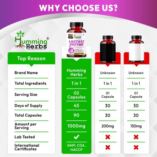 Picture of Lactase Enzyme Supplement - 1000mg Per Serving, 90 Capsules (45 Days Supply)