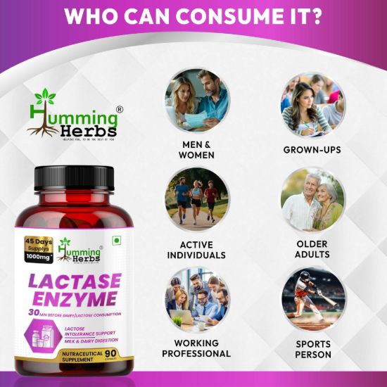 Picture of Lactase Enzyme Supplement - 1000mg Per Serving, 90 Capsules (45 Days Supply)