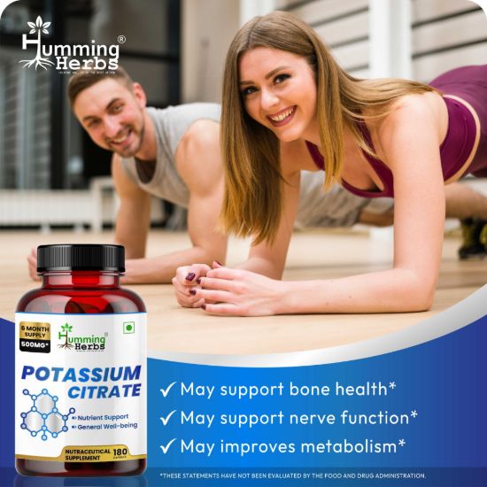 Picture of Potassium Citrate 500mg Supplement – 180 Capsules (6 Month Supply) for Bone Health, Nerve Function & Metabolism Support