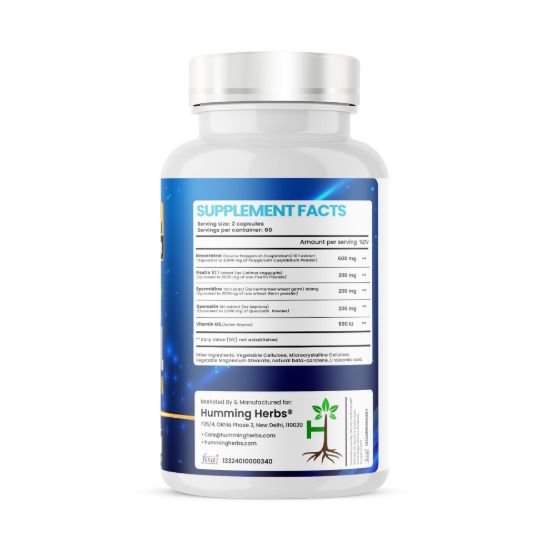 Picture of Resveratrol 1200mg with Quercetin, Fisetin, Spermidine & Vitamin D3 - 5-in-1 Formula for Heart Health & Anti-Aging Support - 120 Veg Capsules (60 Day Supply)