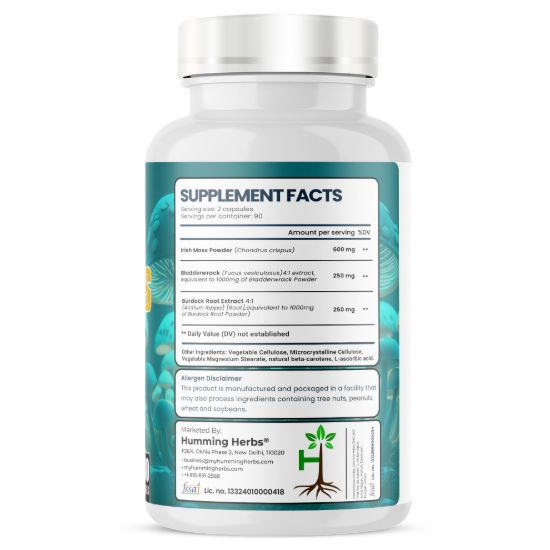 Picture of Sea Moss Complex 3-in-1 Formula with Irish Moss, Bladderwrack & Burdock Root - 180 Capsules (1100mg, 90 Days Supply)