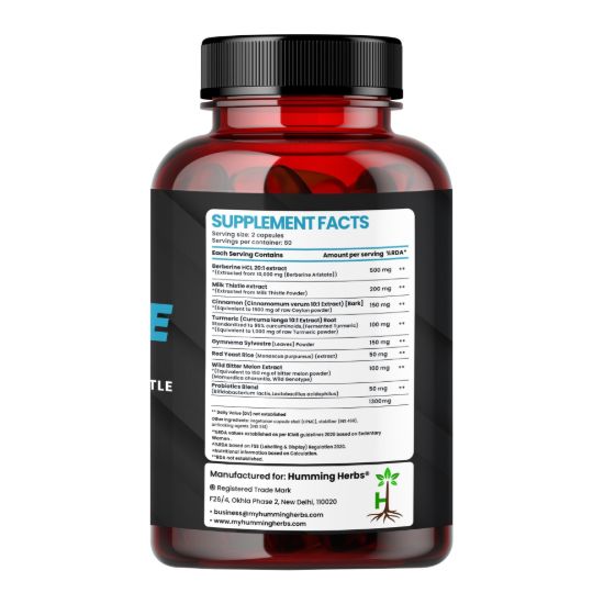 Picture of Berberine Supplement 8-in-1 Formula with Ceylon Cinnamon, Turmeric, Milk Thistle & Bitter Melon - 120 Capsules