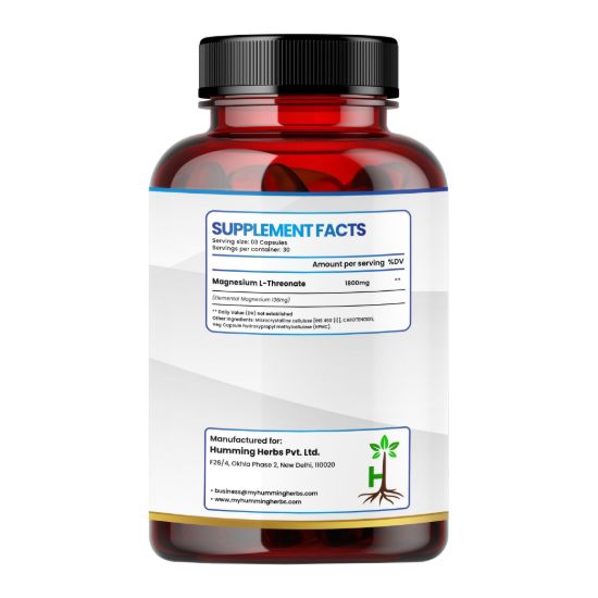 Picture of Magnesium L-Threonate 1800mg – Brain Health Supplement for Mental Clarity & Cognitive Support – 90 Vegan Capsules (30 Days Supply)