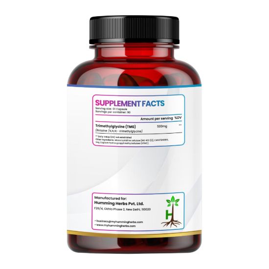 Picture of TMG Trimethylglycine 500mg - 90 Veg Capsules for Heart Health, Brain Function & Mood Support