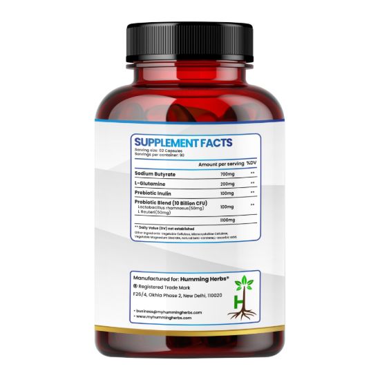 Picture of Sodium Butyrate Plus Capsules 1100mg - 4-in-1 Gut Health Supplement with L-Glutamine, Prebiotics & Probiotics - 180 Capsules (90 Days Supply)