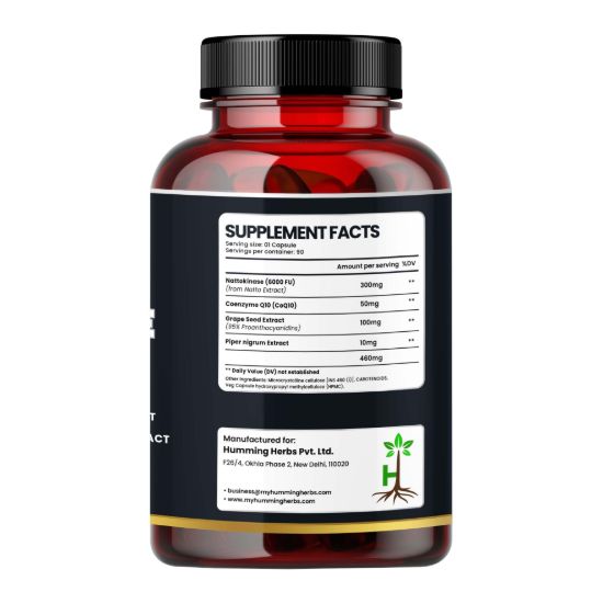 Picture of Nattokinase 4-in-1 Formula Supplement with CoQ10, Grape Seed Extract & Black Pepper Extract - 90 Vegetarian Capsules