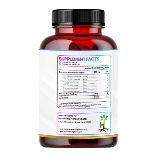 Picture of Magnesium Complex Chelated Supplement - 8 in 1 Formula with Zinc & L-Theanine - 500mg, 120 Capsules