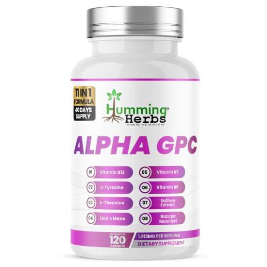 Humming Herbs® Alpha-GPC Complex, Lion's Mane 11-in-1, 120 Caps — front of bottle
