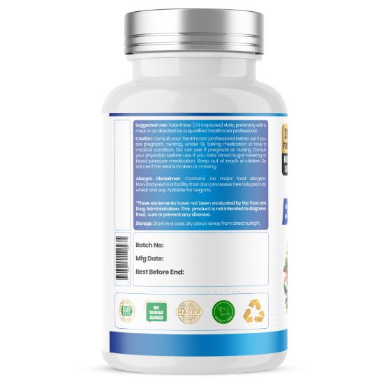 Humming Herbs® Berberine 1500mg, Ceylon Cinnamon & Chromium, 180ct — suggested use and warnings panel