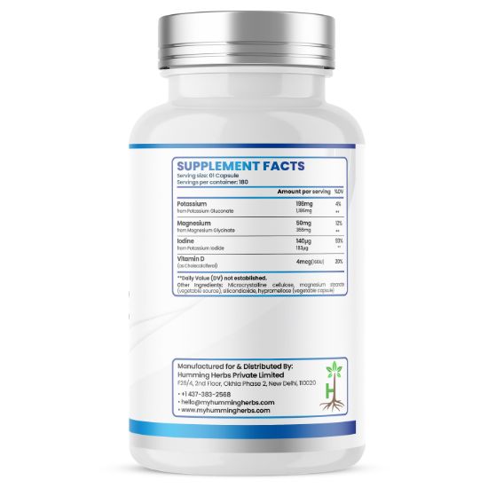 Humming Herbs® K-Balance 4-in-1 Electrolyte Minerals, 180 Capsules — Supplement Facts panel