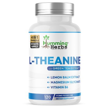 Humming Herbs® L-Theanine 400mg with Lemon Balm, 120 Capsules — front of bottle