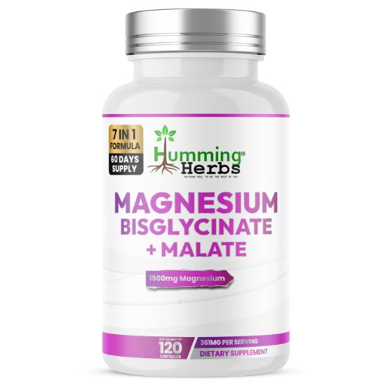 Humming Herbs® Magnesium 300mg Chelated with D3, K2 & B6, 120ct — front of bottle