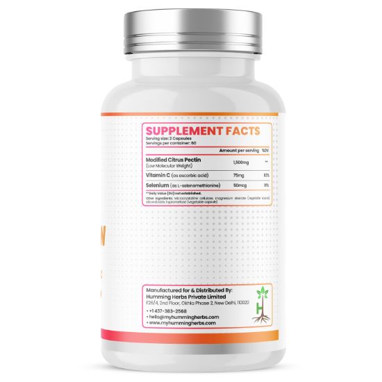 Humming Herbs® Modified Citrus Pectin 1500mg, Low MW, 120 Capsules — Supplement Facts panel