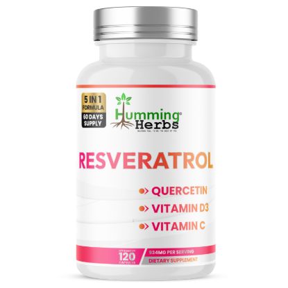 Humming Herbs® Trans-Resveratrol 500mg 98% with Quercetin, 120ct — front of bottle