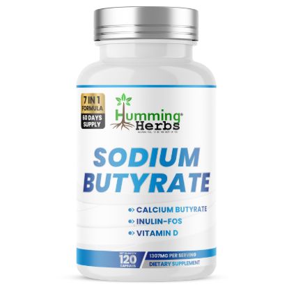 Humming Herbs® Sodium Butyrate 600mg 7-in-1 with Probiotics, 120ct — front of bottle
